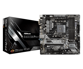 ASROCK MB B450M PRO4 R2.0, SOCKET AMD AM4, CS AMD B450, 4 DIMM SOCKETS DDR4, D-SUB/DVI-D/HDMI, LAN GIGABIT, MICRO-ATX, 2YW.